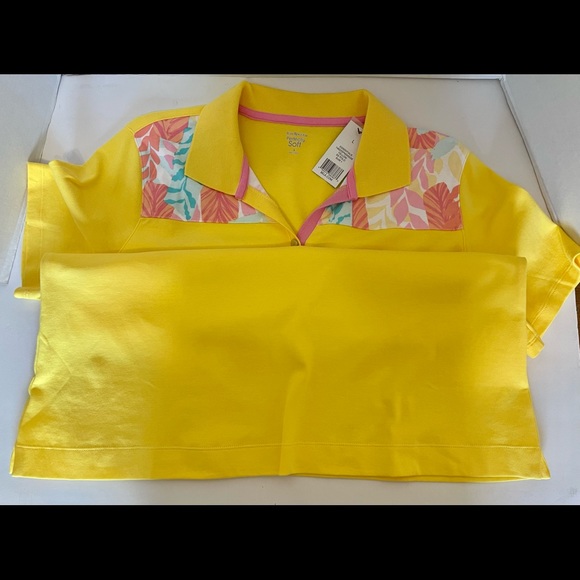 Ladies Pull Over Polo Top Kim Rogers Perfectly Soft Yellow Cotton Size XL - Picture 11 of 13
